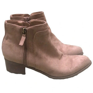 ANNE KLEIN TAUPE FAUX SUEDE BOOTIES